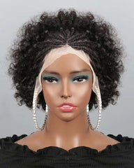 Lyla | Human Hair 13x4 Lace Frontal Short Afro Pre Braided Wig