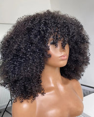 Angela | Custom Wig ( 3/4/5 Bundles) Afro Kinky Curly HD Lace Glueless Wig with Bangs