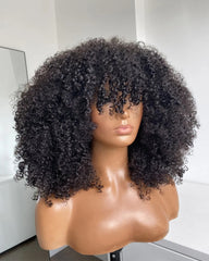 Angela | Custom Wig ( 3/4/5 Bundles) Afro Kinky Curly HD Lace Glueless Wig with Bangs