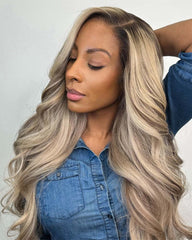 Luna | Dark Roots Ash Blonde HD Lace Glueless Wig