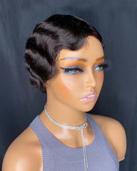 Reine | Pre-styled Classic Nostalgia Wave Pixie Wig (No Lace, Full Machine Made Wig)