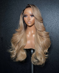 Chloe | Dark roots Honey Honey HD Closure Frontal Glueless Wig