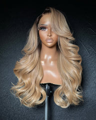 Chloe | Dark roots Honey Honey HD Closure Frontal Glueless Wig