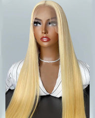 Lily | 100% Hand Crafted Straight Hair Blonde #613 HD Full Lace Scalp Wig