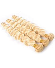 Mèches de cheveux blonds ondulés profonds #613