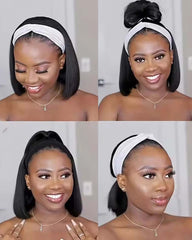 Emmy | Silky Straight Bob Human Hair Headband Wig