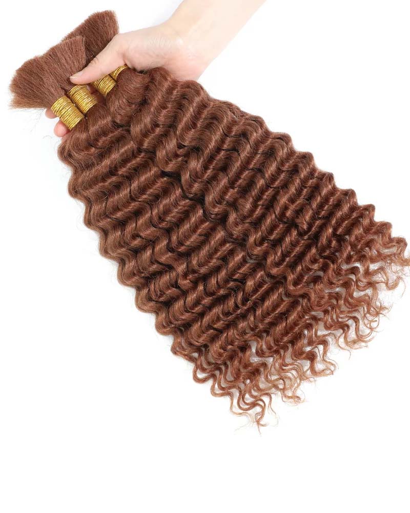 Tresses bohèmes brunes ondulées profondes, cheveux humains tressés sans trame