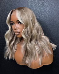 Lucie | Ash Blonde Highlight Human Hair Glueless Wig