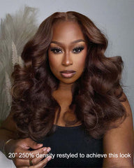 Amina | Rich Brown Kinky Straight Human Hair HD Lace Glueless Wig