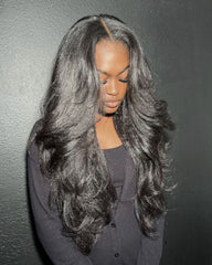 Anika | Curtain Bangs with Heavy Layers Kinky Straight Glueless Wig