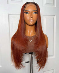 Vivian | Ginger Brown Layers Human Hair HD Lace Glueless Wig