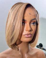Jade | Dark Roots Honey Blonde Straight Bob Glueless Wig