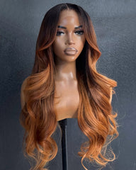 Claudia | Dark Roots Copper Human Hair HD Lace Glueless Wig