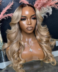 Lynn | Dark Roots Champagne Ash Blonde Human Hair Glueless Wig