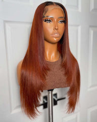 Vivian | Ginger Brown Layers Human Hair HD Lace Glueless Wig