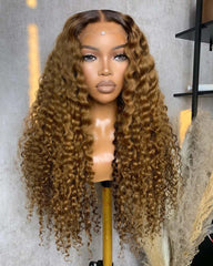 Perruque Brandy | Deep Wave caramel chaud en dentelle HD sans colle
