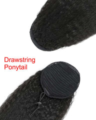 Rabo de cavalo de cabelo humano grosso solto com ondas profundas e cordão/velcro