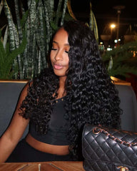 Perruque de luxe sans colle en cheveux naturels bouclés avec dentelle frontale et fermeture HD