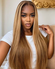 Jennifer | Highlight Honey Blonde HD Lace Frontal & Closure Human Hair Glueless Wig