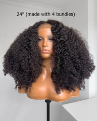 Kiekie | Peruca Personalizada (3/4/5 Madeixas) Peruca Kinky Curly HD Lace sem Cola
