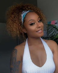 Sarah | Perruque bandeau en cheveux naturels bouclés blond miel