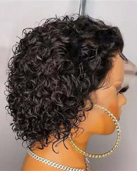Layla | Curly Human Hair 13x4 Frontal Short Pixie Wig