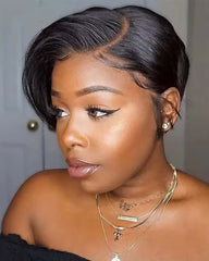 Melina | Straight Human Hair 13x4 Frontal Short Pixie Wig