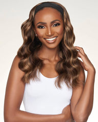 Jayla | Peruca com faixa de cabelo humano ondulado com madeixas