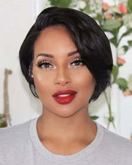 Melina | Straight Human Hair 13x4 Frontal Short Pixie Wig