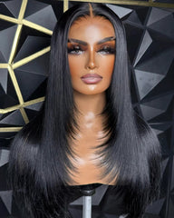 Leah | Layers Silky Straight Jet Black HD Lace Glueless Wig