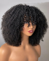 Nala | Perruque afro crépue bouclée (sans dentelle) avec frange entièrement fabriquée à la machine