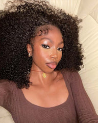 Summer | Afro Kinky Curly Human Hair Flip Over Half Wig