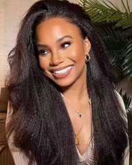 Tamara | Peruca reta crespa com corte em V e costura removível