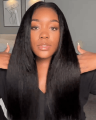 Tamara | Peruca reta crespa com corte em V e costura removível