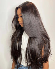 Polly | Perruque sur mesure (3/4/5 paquets) Perruque crépue lisse HD sans colle