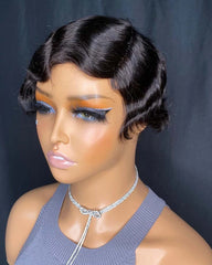 Reine | Pre-styled Classic Nostalgia Wave Pixie Wig (No Lace, Full Machine Made Wig)