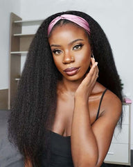 Myra | Peruca de cabelo humano encaracolado e liso com faixa na cabeça