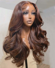 Cynthia | Chocolate Brown HD Lace Frontal & Closure Human Hair Glueless Wig