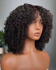Vitória | Peruca de cabelo humano pré-arrancada, encaracolada e sem cola, com renda HD, Layers Kinky Curly