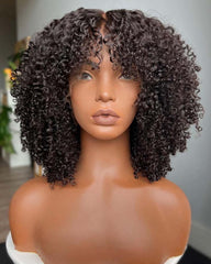 Vitória | Peruca de cabelo humano pré-arrancada, encaracolada e sem cola, com renda HD, Layers Kinky Curly