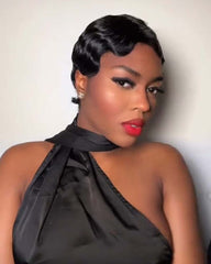 Reine | Pre-styled Classic Nostalgia Wave Pixie Wig (No Lace, Full Machine Made Wig)