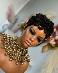 April | Soft Curly Wave Pixie Wig (No Lace, Full Machine Made Wig) (Copy)