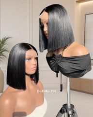 Joy | Perruque Bob sans colle, cheveux vietnamiens raides comme des baguettes, coupe 2x6 et 5x5, style bob, coupe SDD, cheveux raides comme des baguettes.
