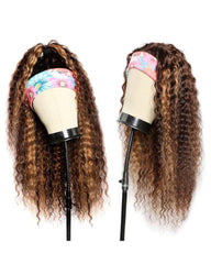 Cassie | Highlight Curly Human Hair Headband Wig