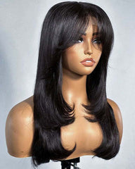 Sabrina | Human Hair Layers Curtain Bangs Glueless Wig