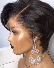 Melina | Straight Human Hair 13x4 Frontal Short Pixie Wig