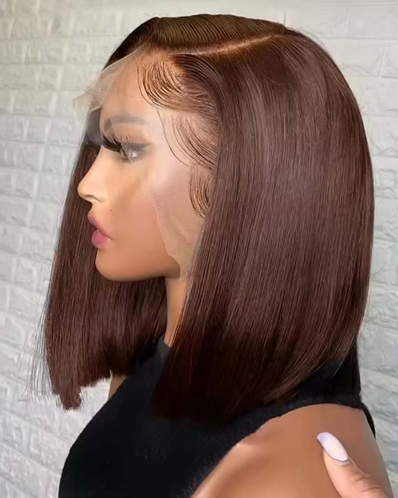 Brianna‌ | 13x4 Transparent Lace Frontal Wig Brown Straight Glueless Bob Wig