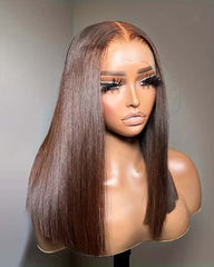Brianna‌ | 13x4 Transparent Lace Frontal Wig Brown Straight Glueless Bob Wig