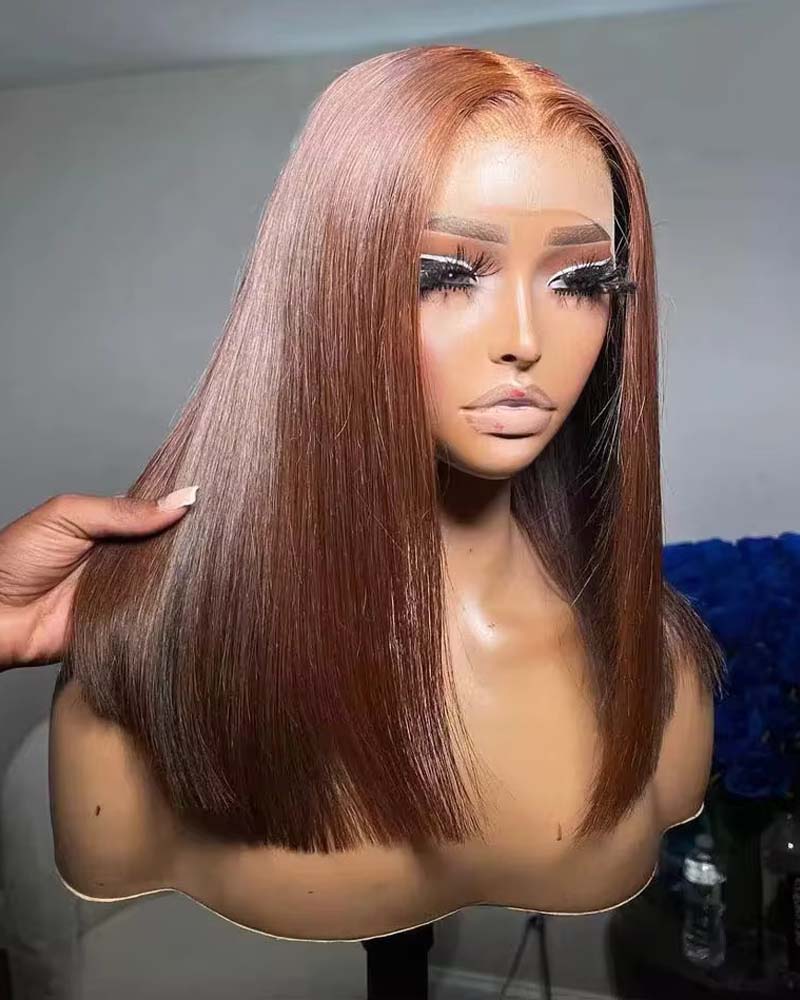 Brianna‌ | 13x4 Transparent Lace Frontal Wig Brown Straight Glueless Bob Wig