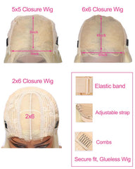 Kelly | HD 2x6 5x5 6x6 Closure Wig Blonde #613 Bangs Glueless Bob Wig